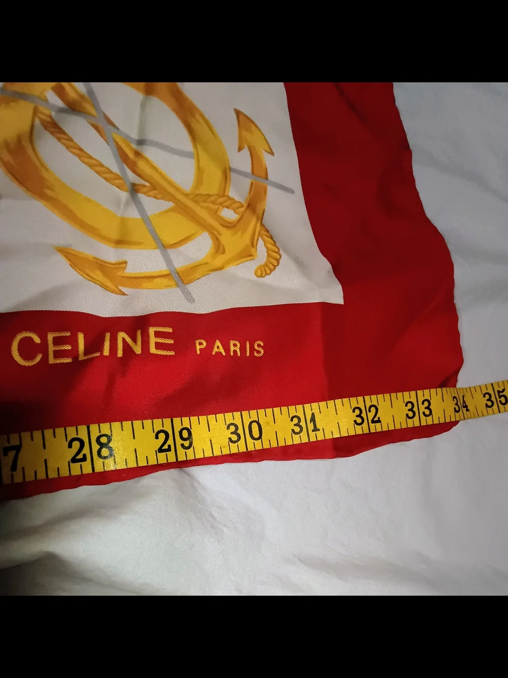 Celine Red, Navy, White & Gold Nautical Silk Scarf